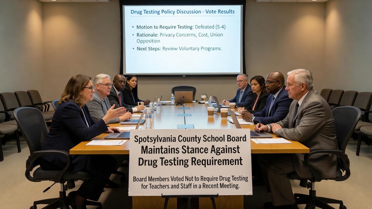 Spotsylvania County School Board Maintains Stance Against Drug Testing Requirement