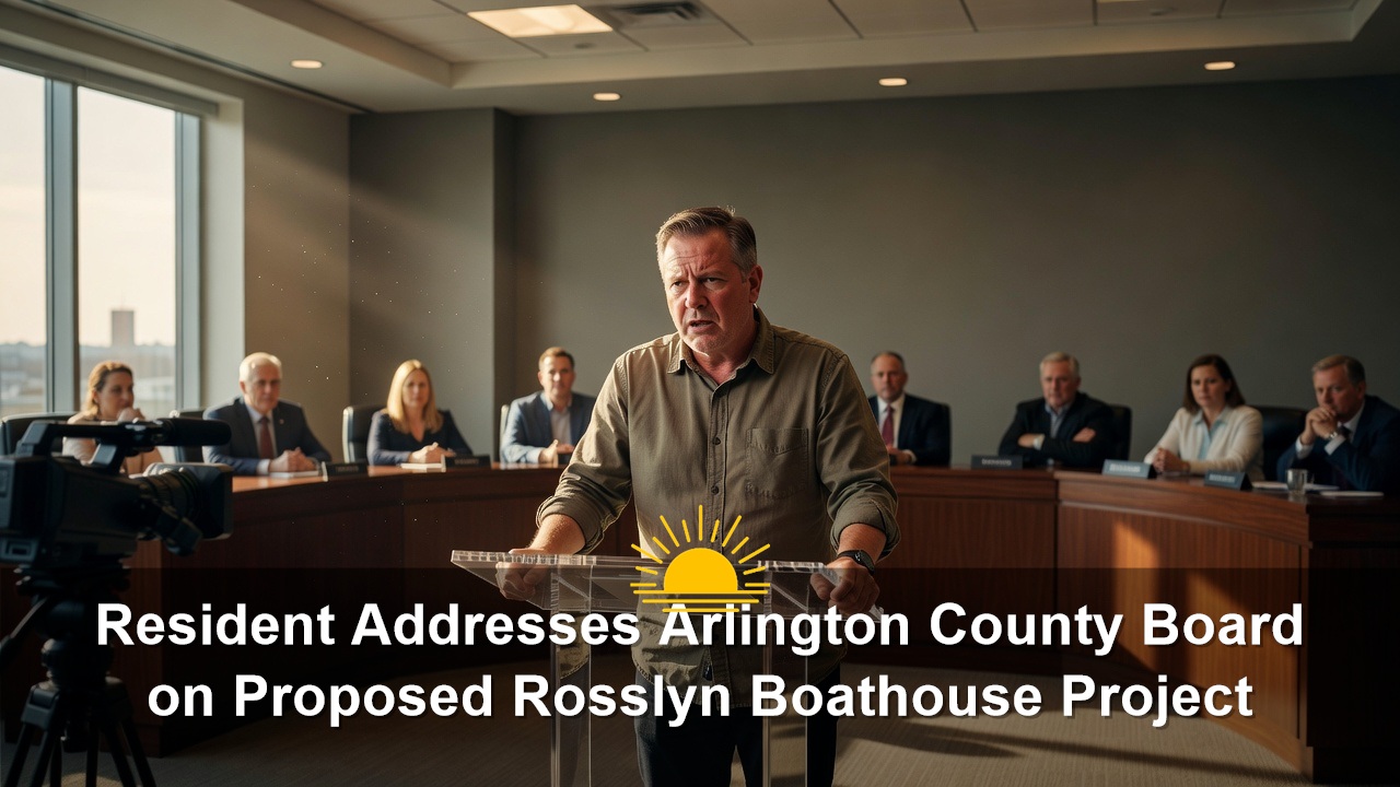 Resident Addresses Arlington County Board on Proposed Rosslyn Boathouse Project
