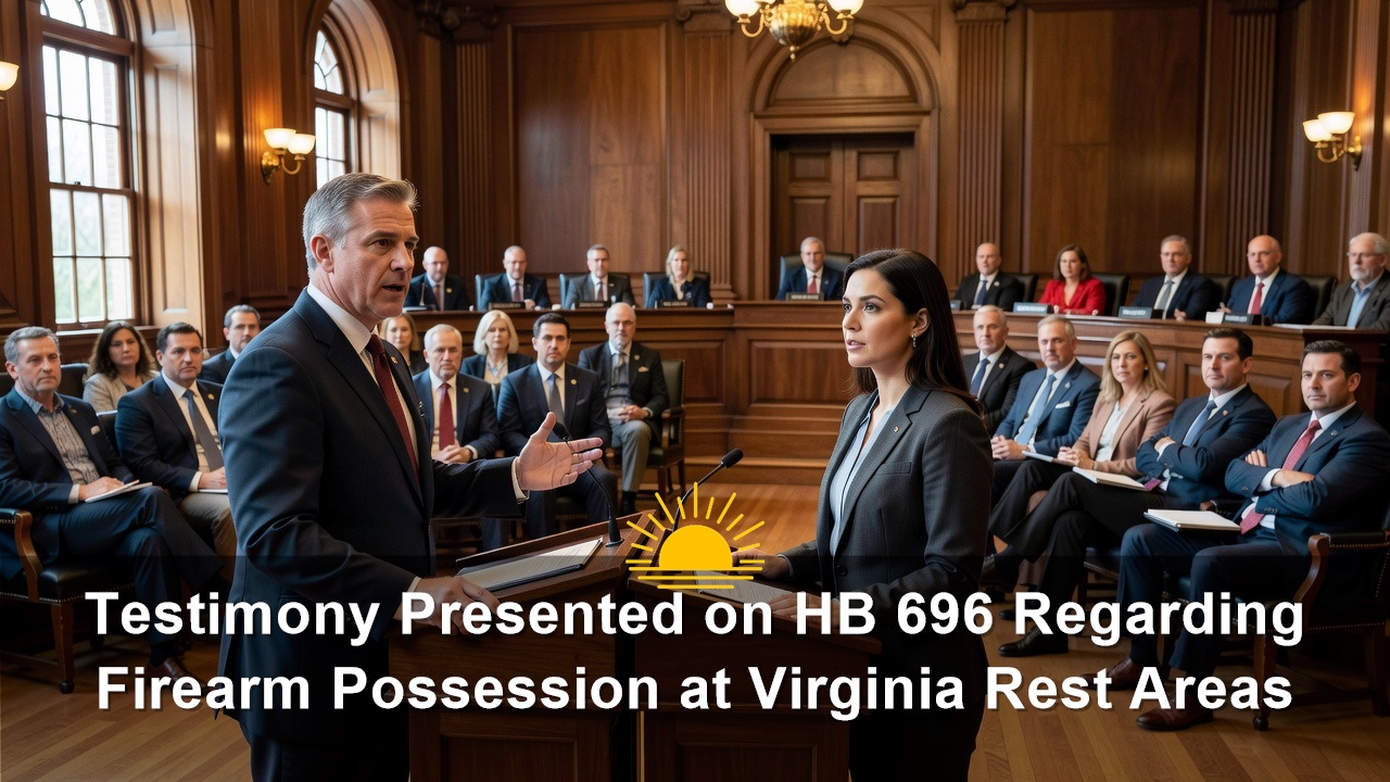 Testimony Presented on House Bill 696 Regarding Firearm Possession at Virginia Rest Areas