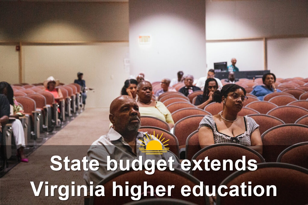 Attendees listen during the commission's June public listening session. (Photo by Marcus Ingram/Virginia Mercury)