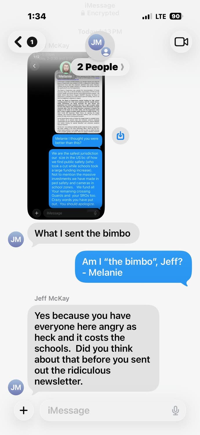 “You Have to Stop the Finger Pointing”: Fairfax County Board of Supervisors Chairman Jeff McKay Unleashes New Barrage of Texts at School Board Member Melanie Meren, Defends “Bimbo” Insult and Demands End to Public Criticism