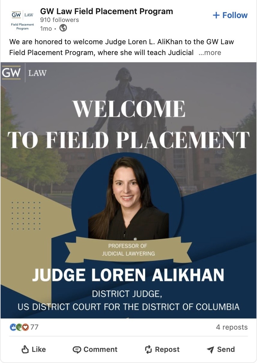 George Washington University Hires Judge Overseeing Antisemitism Case Against It to Teach Discretionary and Ethics Judgment