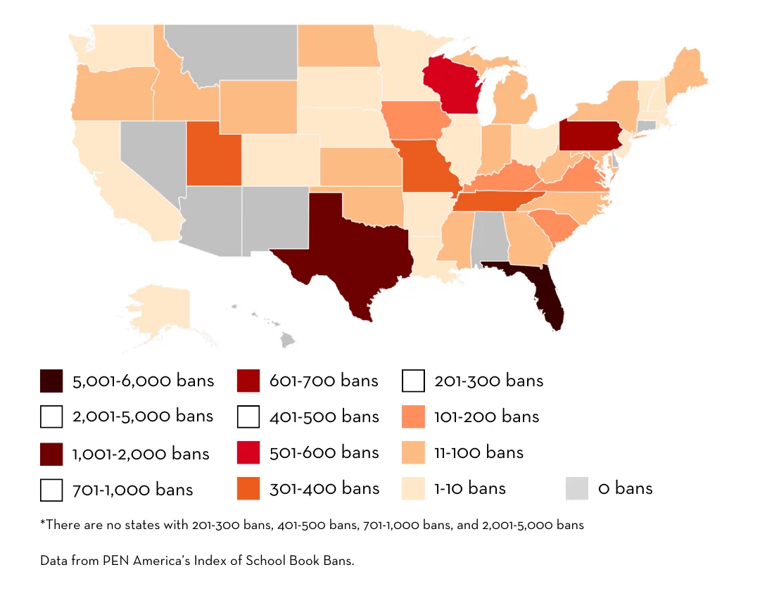 Banned books rise 200% in U.S. schools, says PEN American