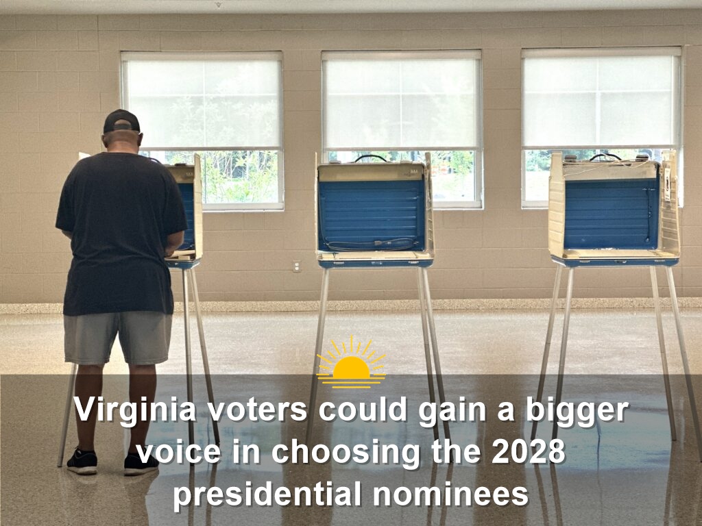 Voting at the Falling Creek Middle School precinct in Chesterfield County in the June 17, 2025, primary elections. (Photo by Markus Schmidt/Virginia Mercury)
