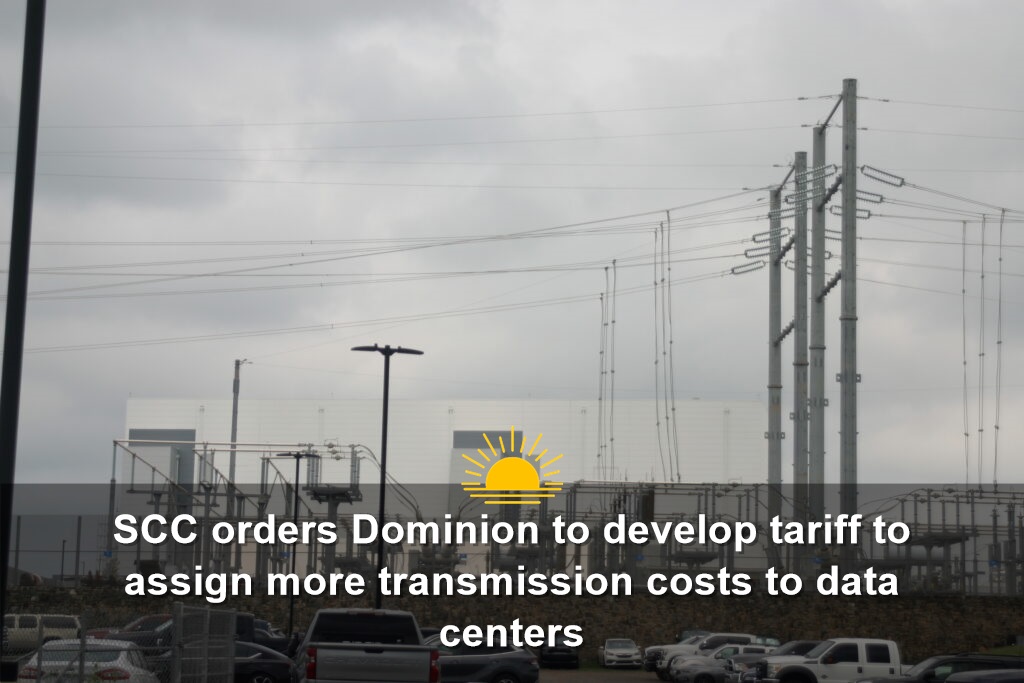 Transmission lines near a data center in Prince William County. (Photo by Shannon Heckt/Virginia Mercury)