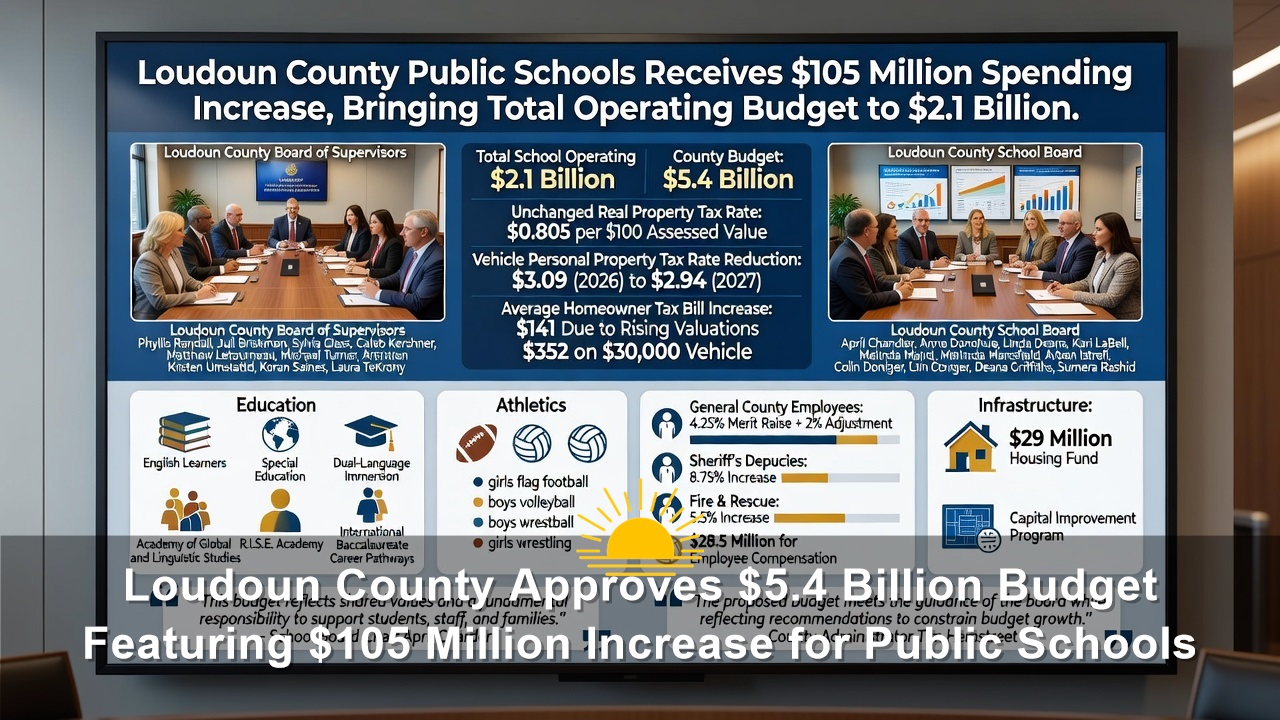Loudoun County Approves $5.4 Billion Budget Featuring $105 Million Increase for Public Schools