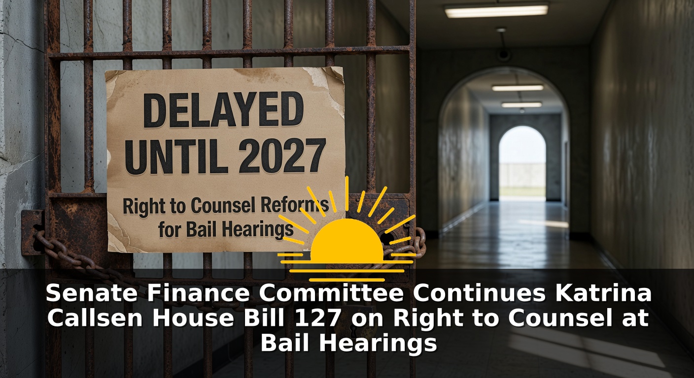 Senate Finance Committee Continues Katrina Callsen House Bill 127 on Right to Counsel at Bail Hearings