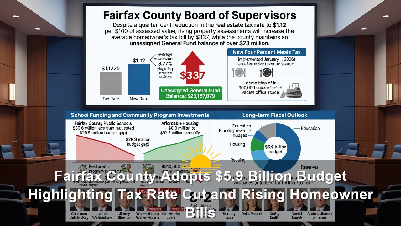 Fairfax County Adopts $5.9 Billion Budget Highlighting Tax Rate Cut and Rising Homeowner Bills