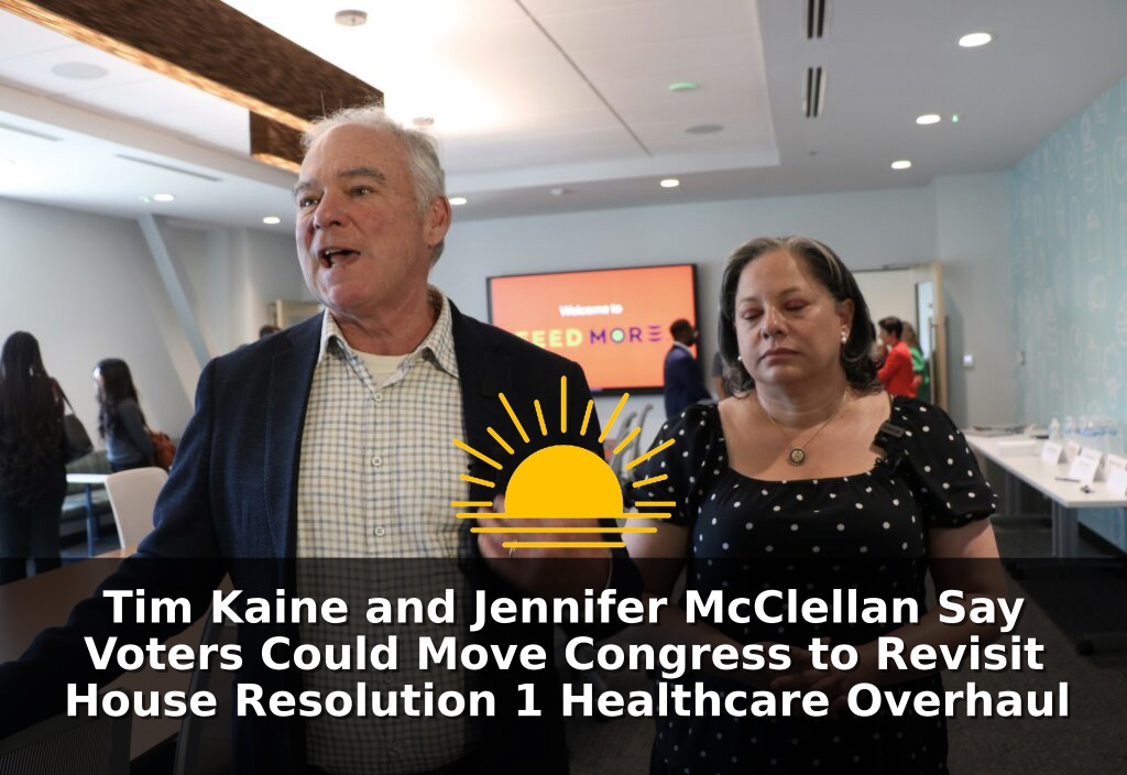 U.S. Sen. Tim Kaine, D-Va., and U.S. Rep. Jennifer McClellan, D-Richmond, speak with the media following a roundtable discussion on federal healthcare and housing policy in Henrico County on Sept. 9,