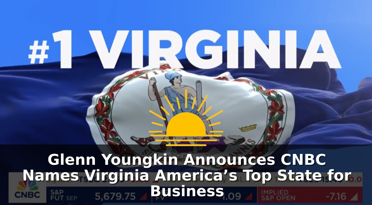 CNBC broadcast graphic with the Virginia flag and text reading #1 VIRGINIA