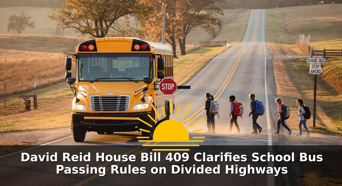 Yellow school bus stopped on a rural road with children crossing