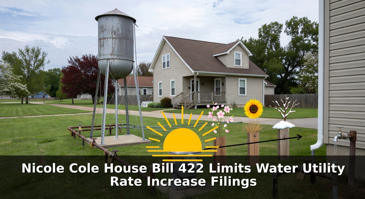 Rural water tower, pipes, and residential water utility equipment