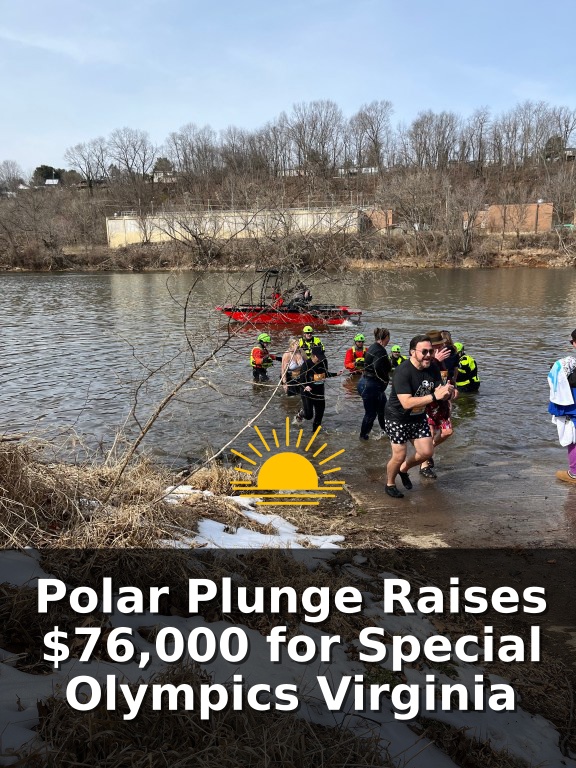 Mayor David Horton exits the river during a Polar Plunge