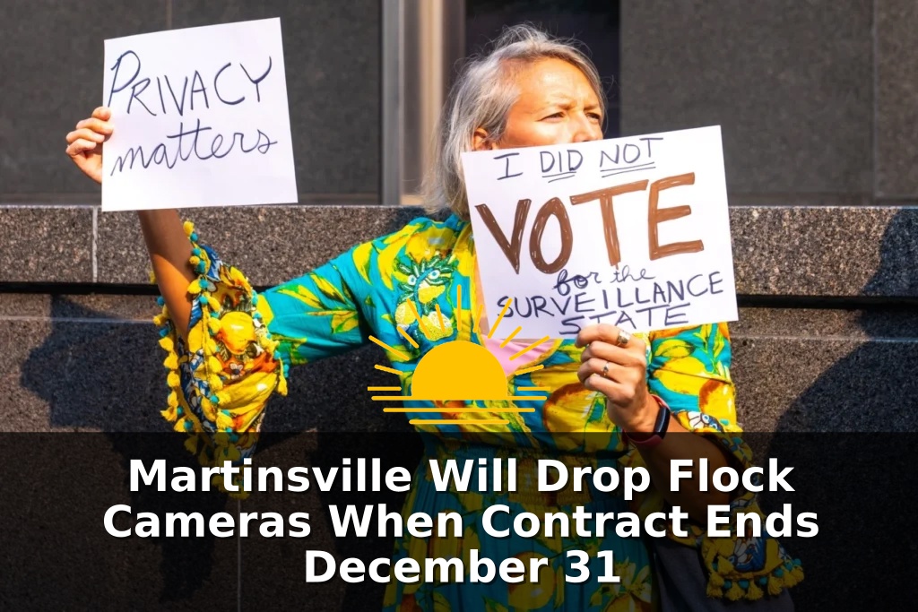 A protester outside Richmond City Hall during a demonstration against Flock cameras before a City Council meeting on July 27, 2026. (Photo by Jaysun Silver/VCIJ at WHRO)