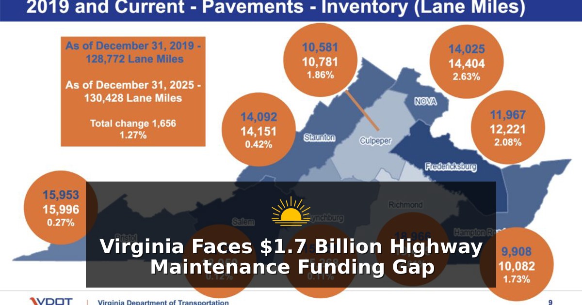 Virginia Faces $1.7 Billion Highway Maintenance Funding Gap