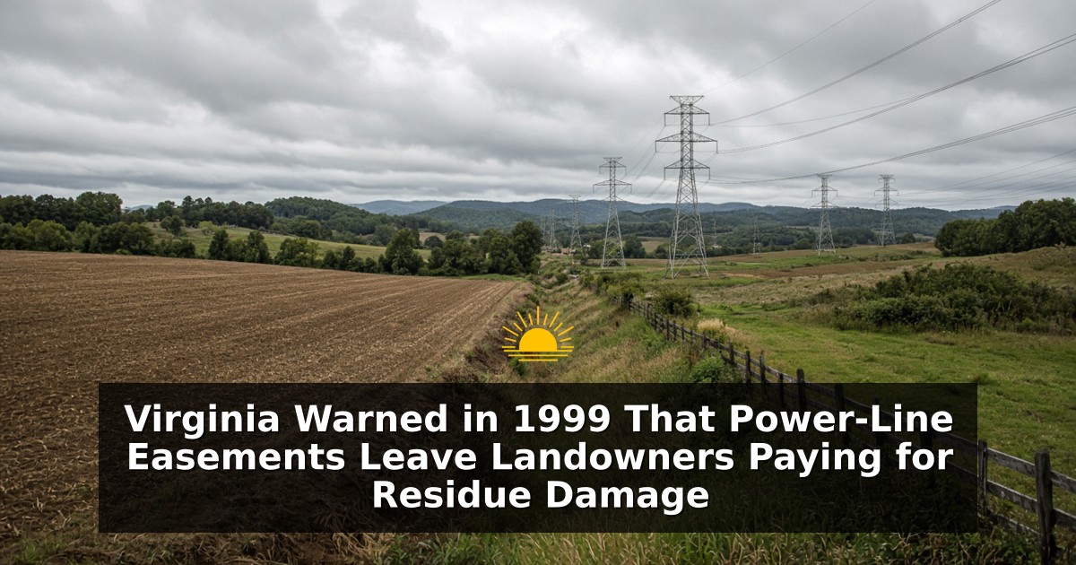 Virginia Warned in 1999 That Power-Line Easements Leave Landowners Paying for Residue Damage