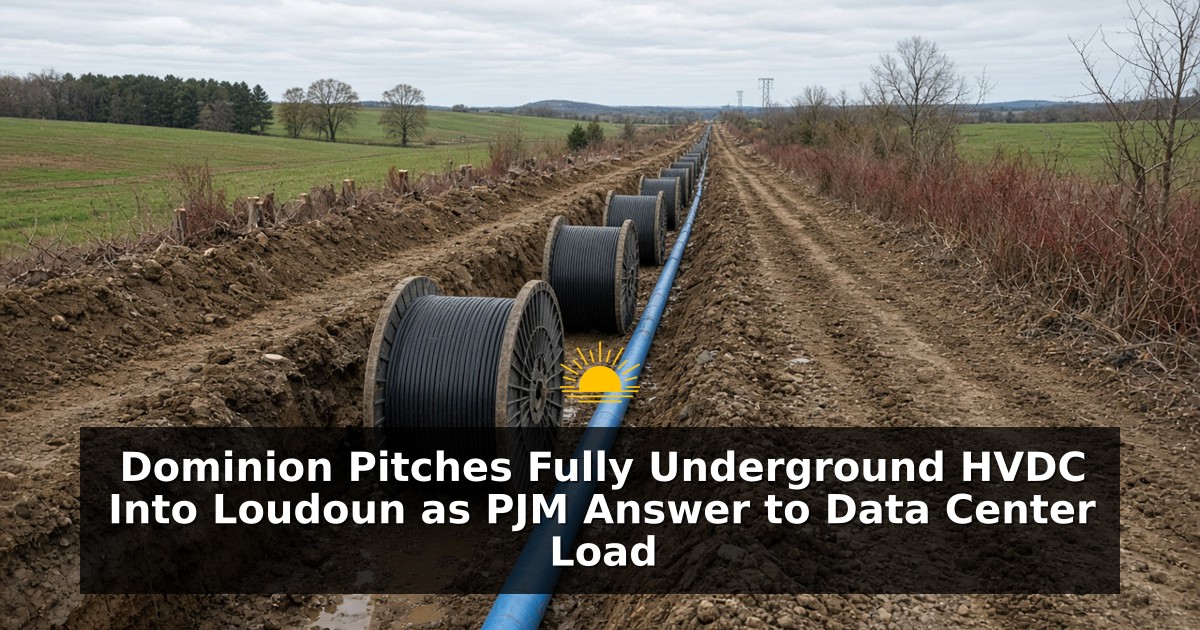 Dominion Pitches Fully Underground HVDC Into Loudoun as PJM Answer to Data Center Load