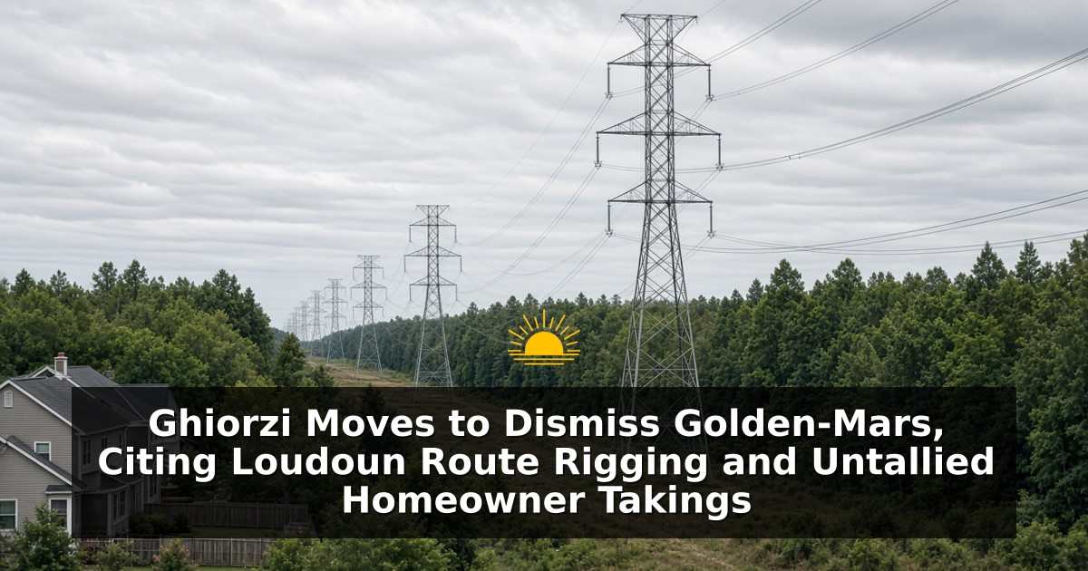 Theresa Ghiorzi Moves to Dismiss Golden-Mars, Citing Loudoun Route Rigging and Untallied Homeowner Takings