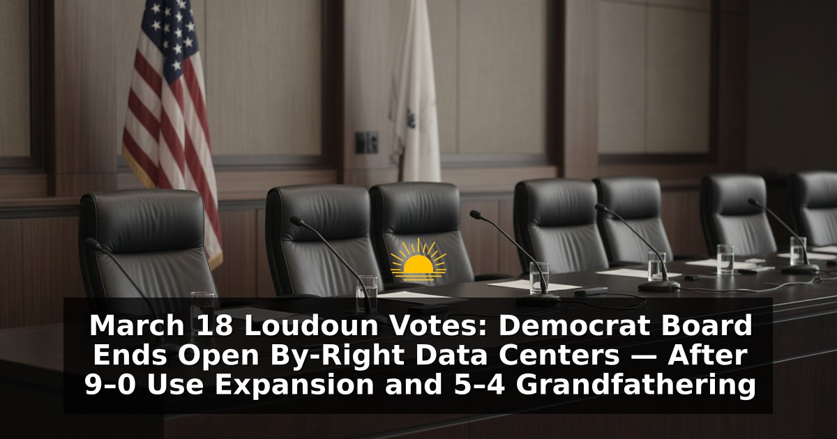 Loudoun Votes: Democrat Board Ends Open By-Right Data Centers — After 9–0 Use Expansion and 5–4 Grandfathering
