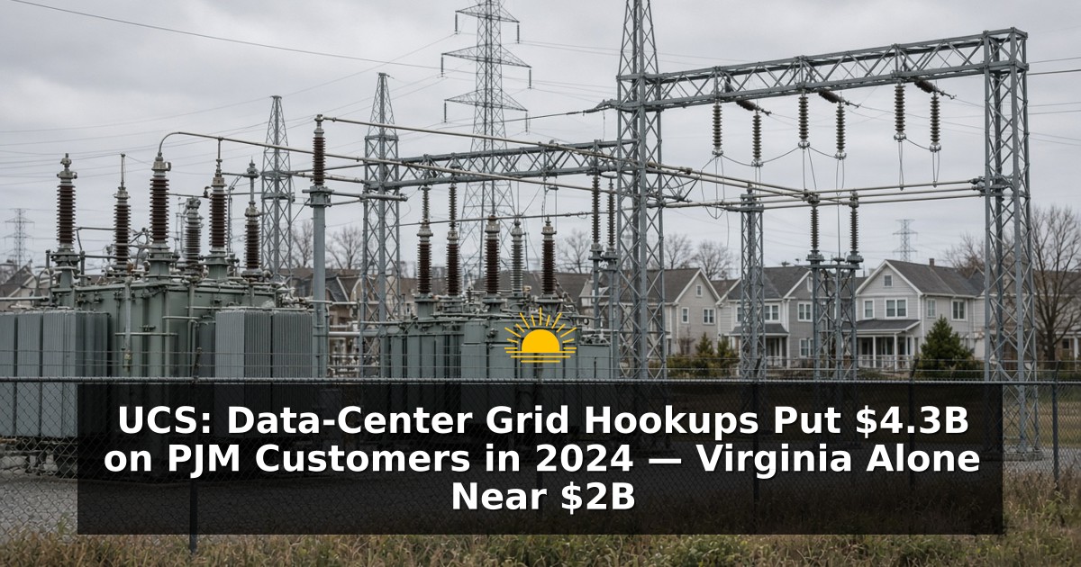 UCS: Data-Center Grid Hookups Put $4.3B on PJM Customers in 2024 — Virginia Alone Near $2B