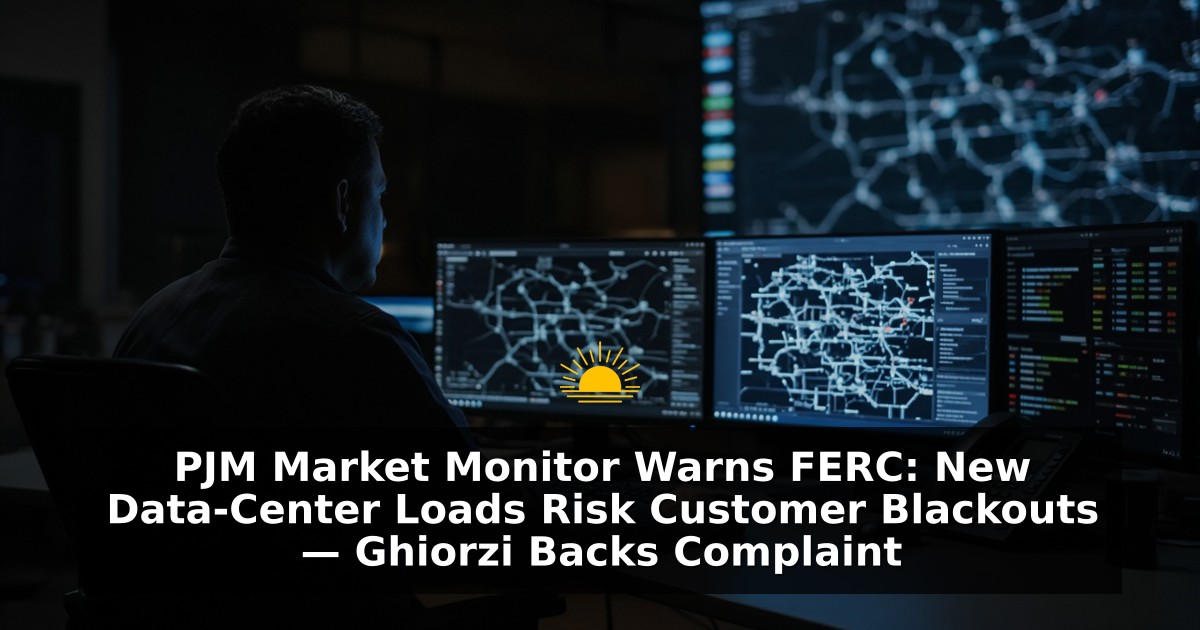 PJM Market Monitor Warns FERC: New Data-Center Loads Risk Customer Blackouts — Ghiorzi Backs Complaint