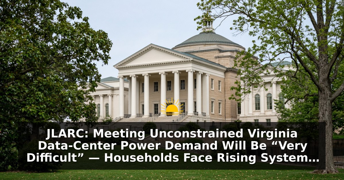 Meeting Unconstrained Virginia Data-Center Power Demand Will Be “Very Difficult” — Households Face Rising System Costs