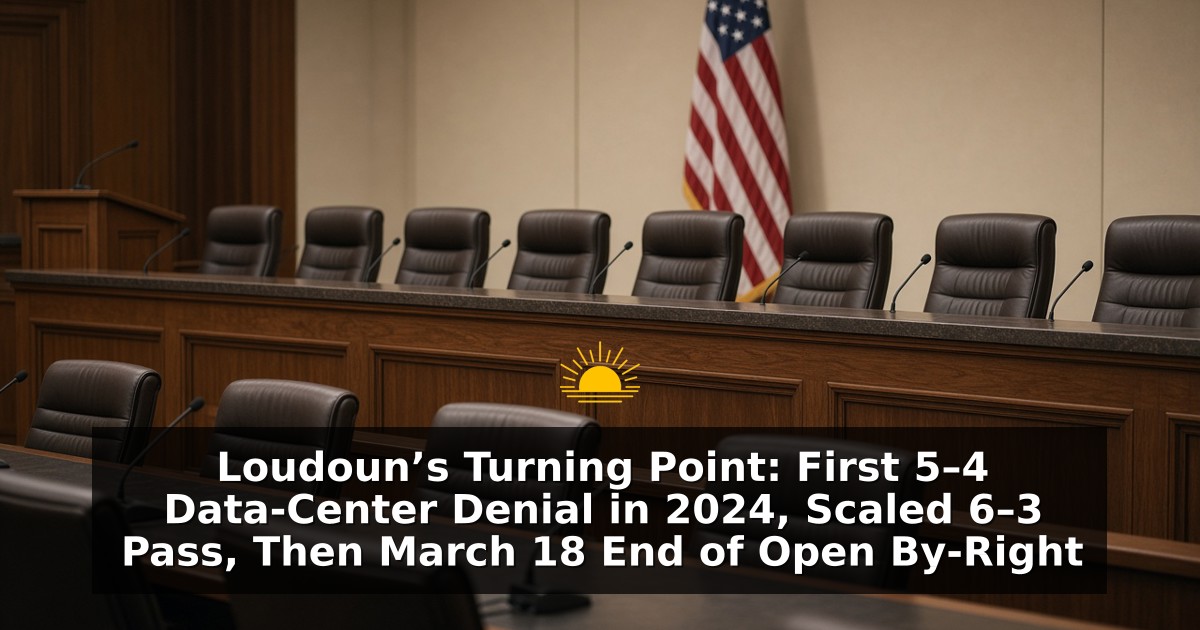 Loudoun’s Turning Point: First 5–4 Data-Center Denial in 2024, Scaled 6–3 Pass, Then March 18 End of Open By-Right