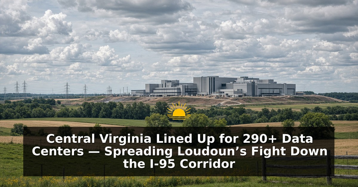 Central Virginia Lined Up for 290+ Data Centers — Spreading Loudoun’s Fight Down the I-95 Corridor