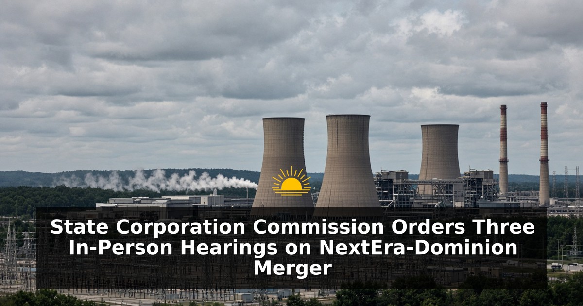 State Corporation Commission Orders Three In-Person Hearings on NextEra-Dominion Merger