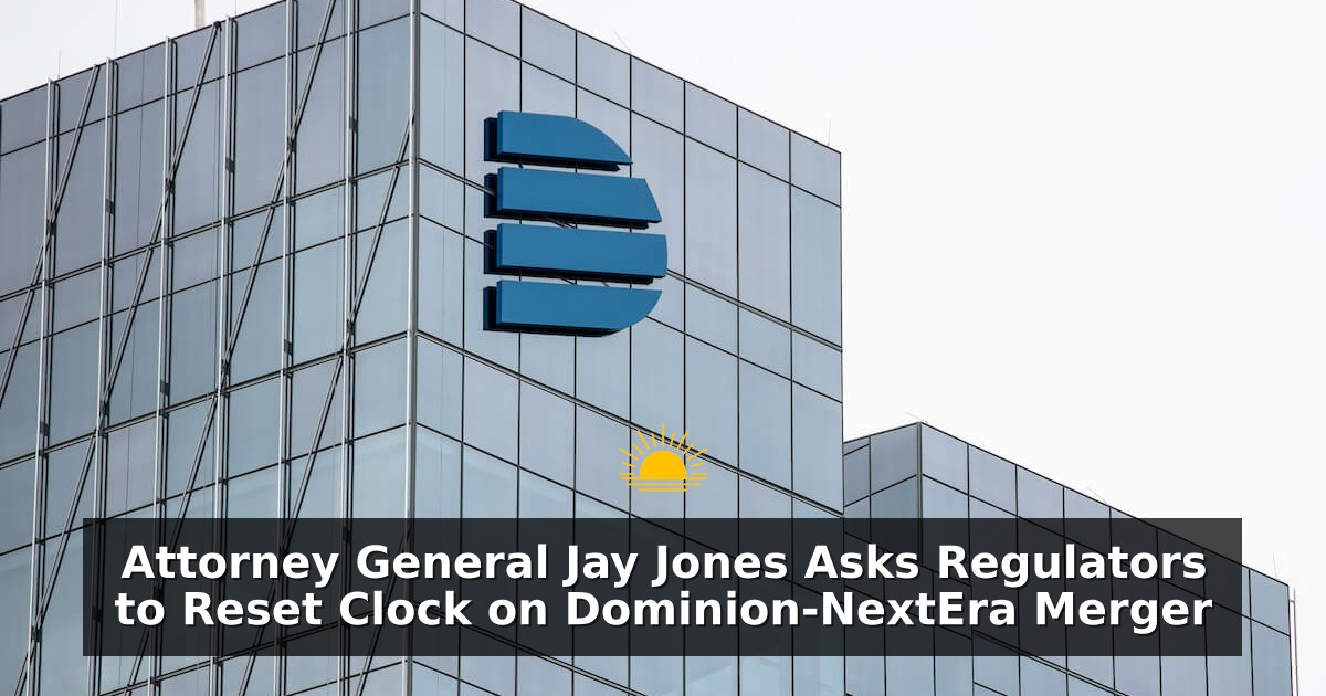 Attorney General Jay Jones Asks Regulators to Reset Clock on Dominion-NextEra Merger