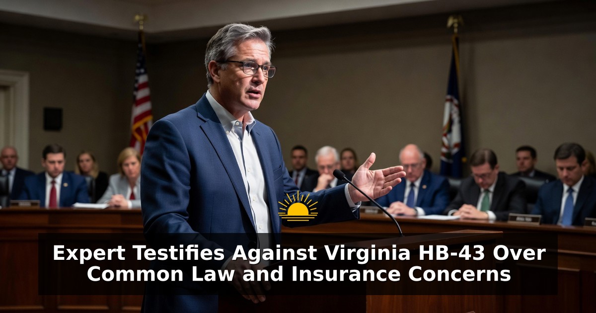 Expert Testifies Against Virginia HB-43 Over Common Law and Insurance Concerns