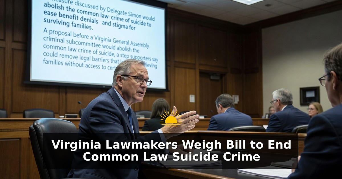 Virginia Lawmakers Weigh Bill to End Common Law Suicide Crime
