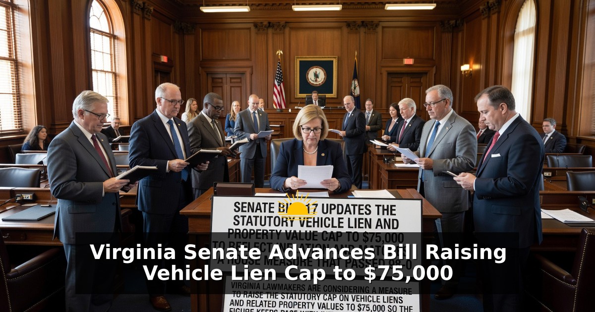 Virginia Senate Advances Bill Raising Vehicle Lien Cap to $75,000