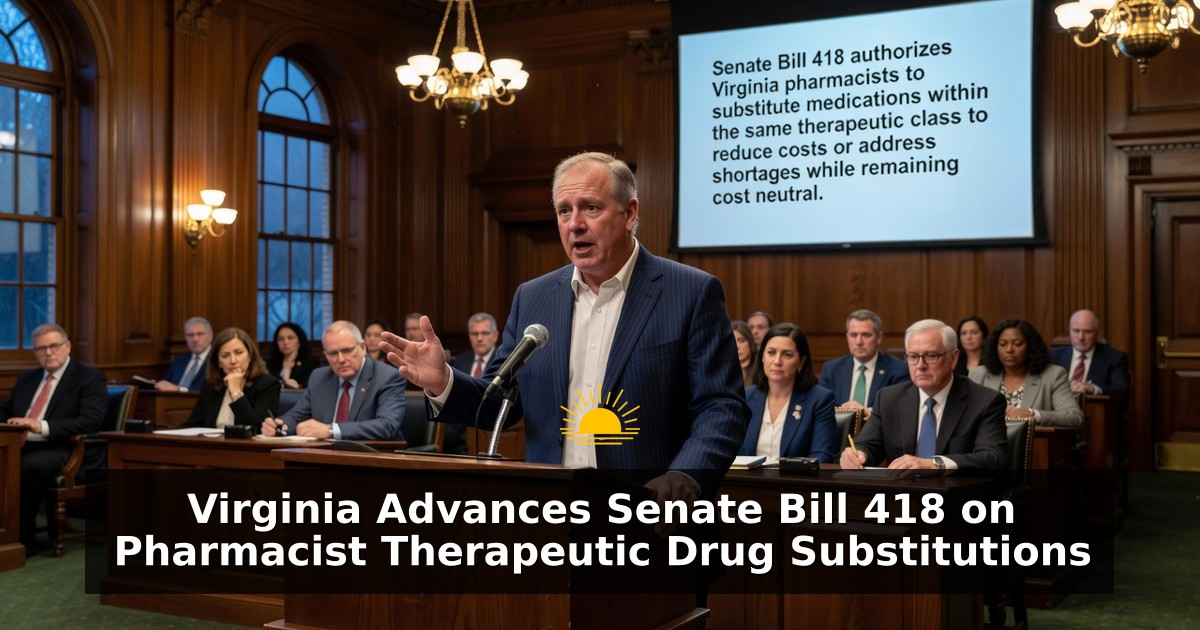 Virginia Advances Senate Bill 418 on Pharmacist Therapeutic Drug Substitutions