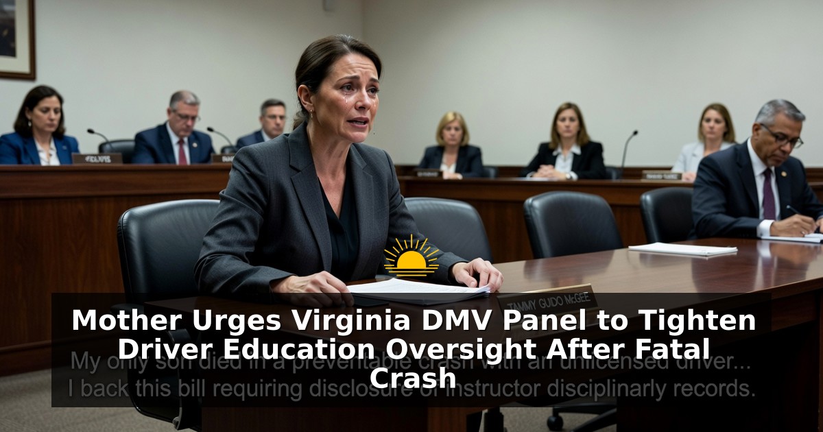 Mother Urges Virginia DMV Panel to Tighten Driver Education Oversight After Fatal Crash