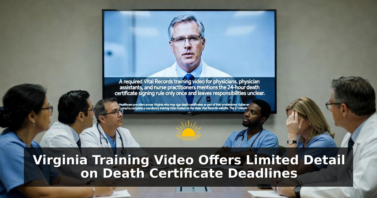 Virginia Training Video Offers Limited Detail on Death Certificate Deadlines
