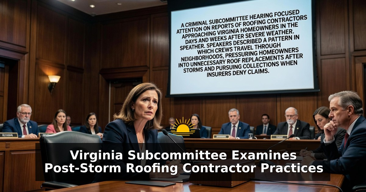 Virginia Subcommittee Examines Post-Storm Roofing Contractor Practices
