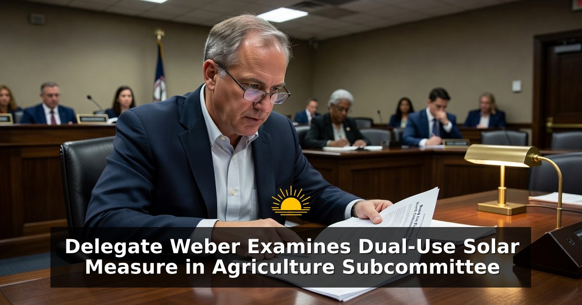 Delegate Weber Examines Dual-Use Solar Measure in Agriculture Subcommittee