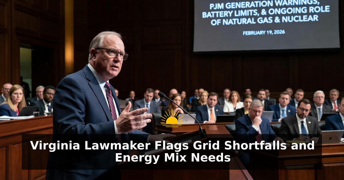 Virginia Lawmaker Flags Grid Shortfalls and Energy Mix Needs