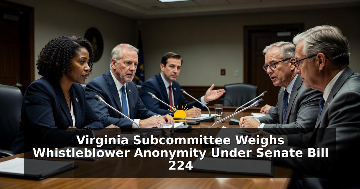Virginia Subcommittee Weighs Whistleblower Anonymity Under Senate Bill 224