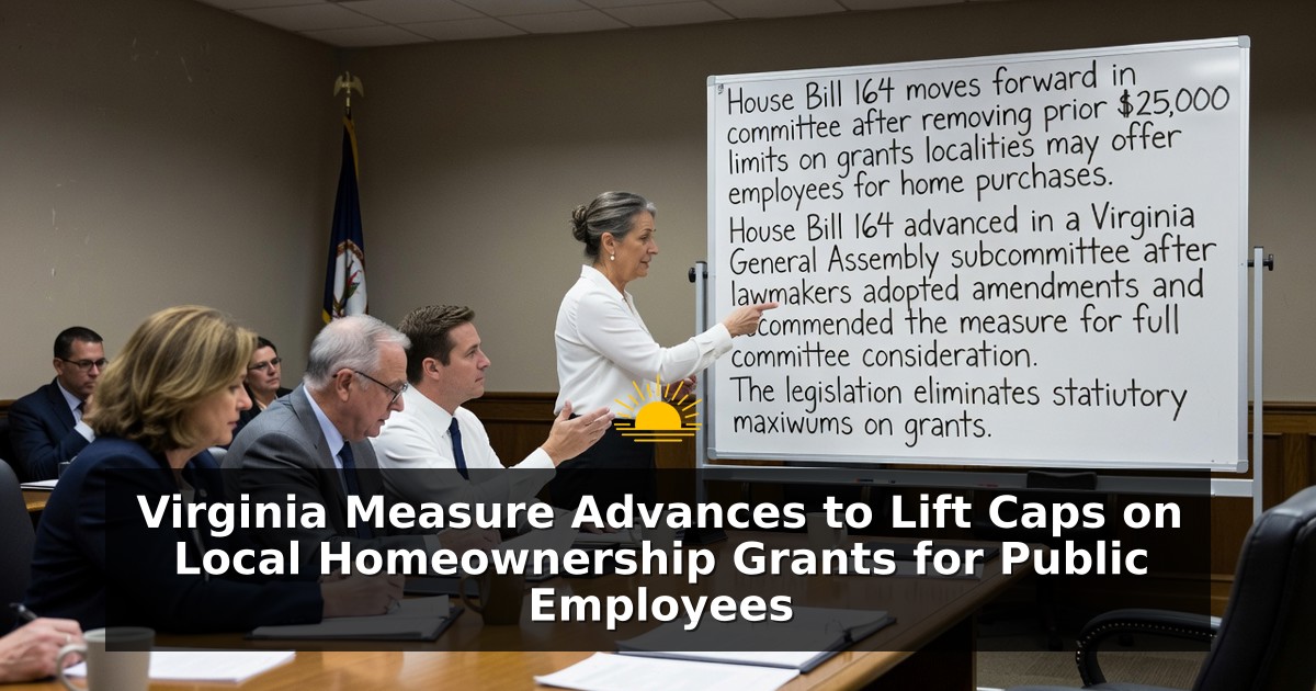 Virginia Measure Advances to Lift Caps on Local Homeownership Grants for Public Employees