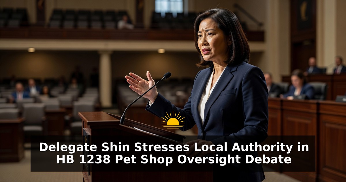 Delegate Shin Stresses Local Authority in HB 1238 Pet Shop Oversight Debate