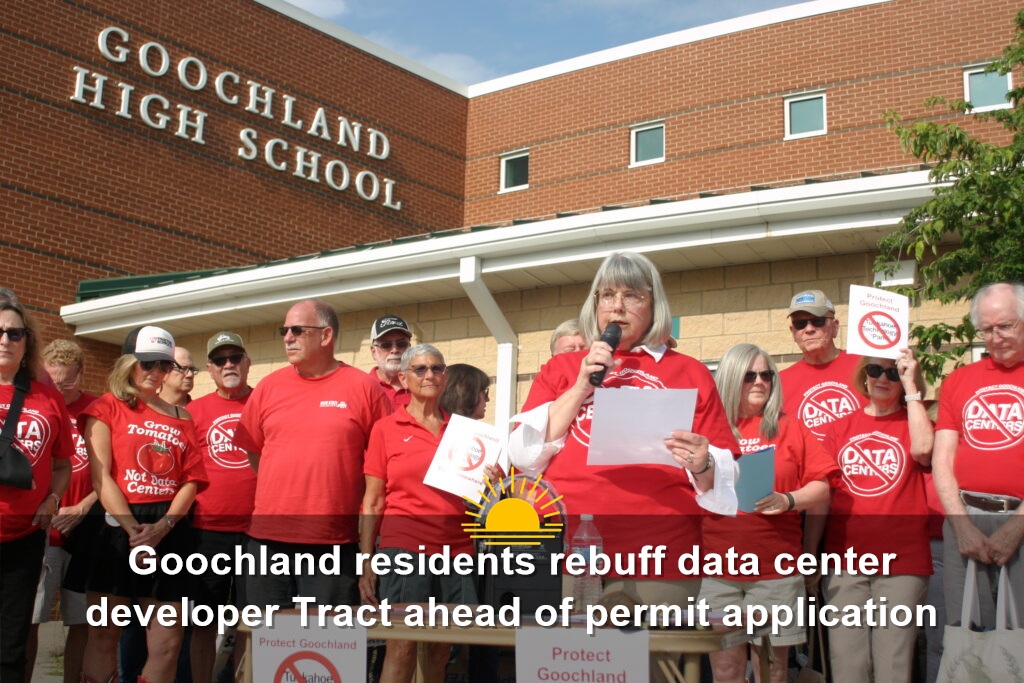 Cynthia Haas speaks against data center development in Goochland County, July 2026. (Photo by Shannon Heckt/Virginia Mercury)