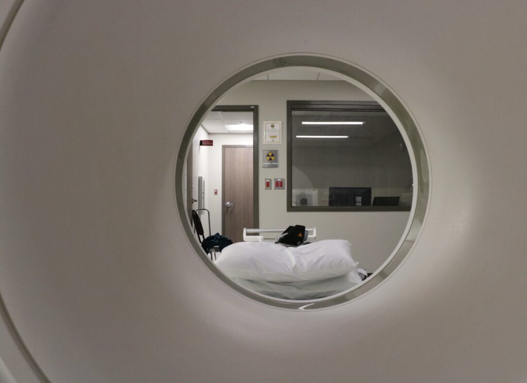 An MRI machine in Lee County Community Hospital in Southwest Virginia, a once-shuttered facility that Ballad Health reopened in 2021. (Photo by Charlotte Rene Woods/Virginia Mercury)