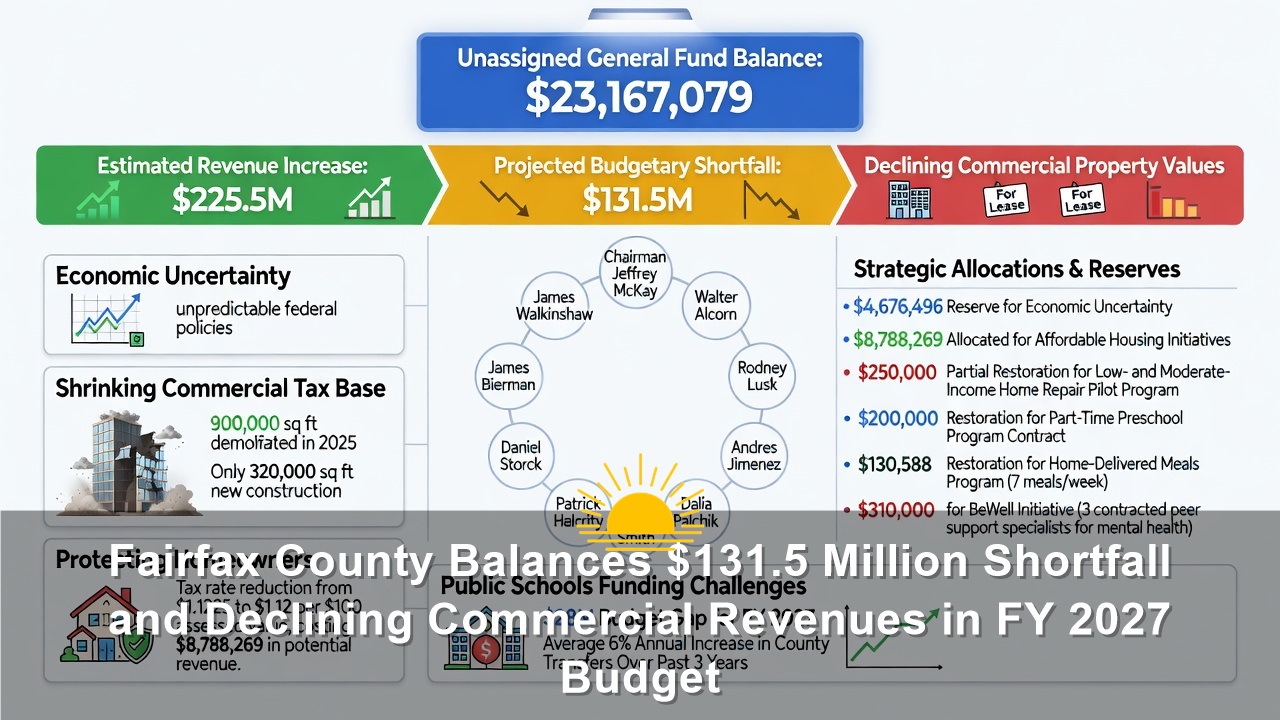 Fairfax County Balances $131.5 Million Shortfall and Declining Commercial Revenues in FY 2027 Budget