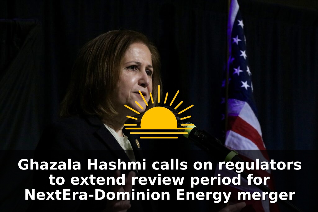 Virginia Lt. Gov. Ghazala Hashmi is urging state regulators to more closely scrutinize the planned NextEra Energy-Dominion Energy merger. (Photo by Charlotte Rene Woods/Virginia Mercury)