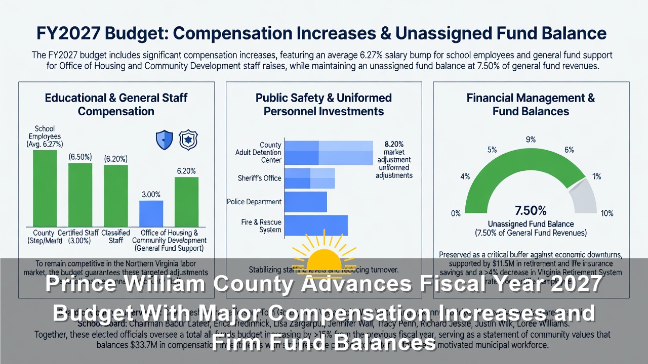 Prince William County Advances Fiscal Year 2027 Budget With Major Compensation Increases and Firm Fund Balances