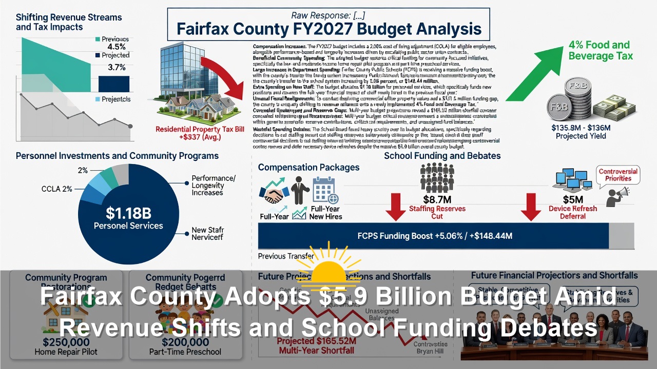 Fairfax County Adopts $5.9 Billion Budget Amid Revenue Shifts and School Funding Debates