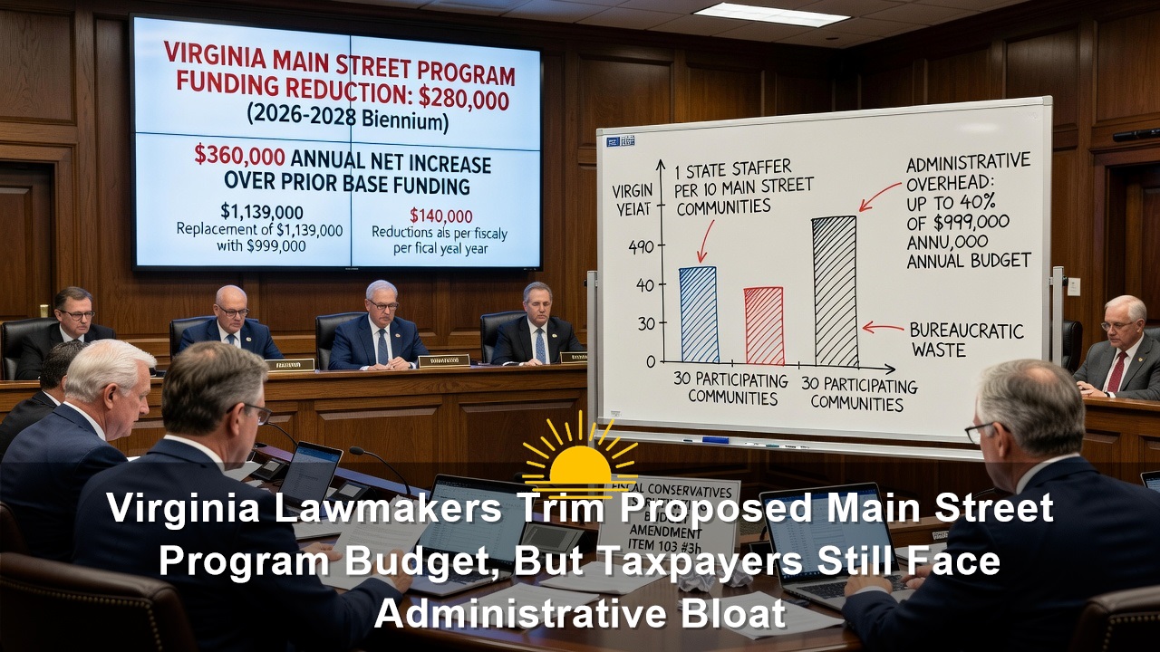 Virginia Lawmakers Trim Proposed Main Street Program Budget, But Taxpayers Still Face Administrative Bloat