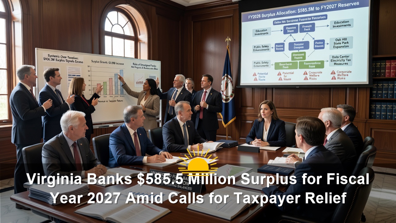 Virginia Banks $585.5 Million Surplus for Fiscal Year 2027 Amid Calls for Taxpayer Relief